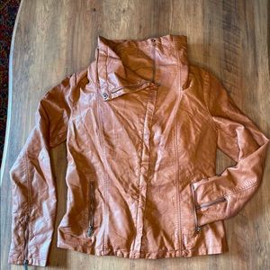 High neck pleather jacket